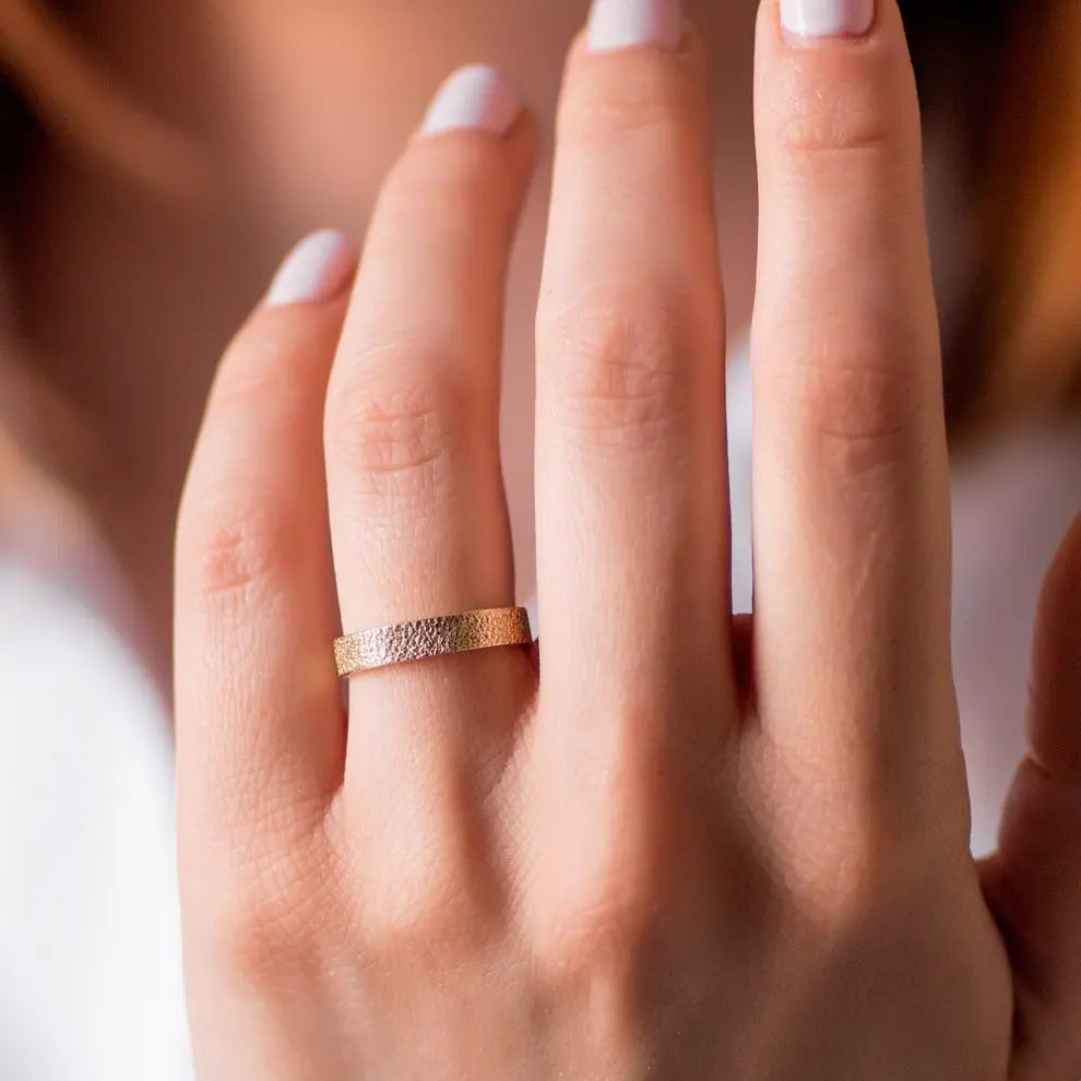 Textured Thin Wedding Band 14K Gold