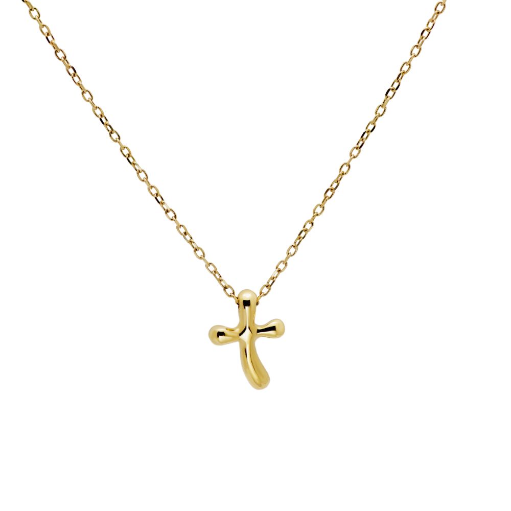 Curvy Cross Necklace 14K Gold for Women