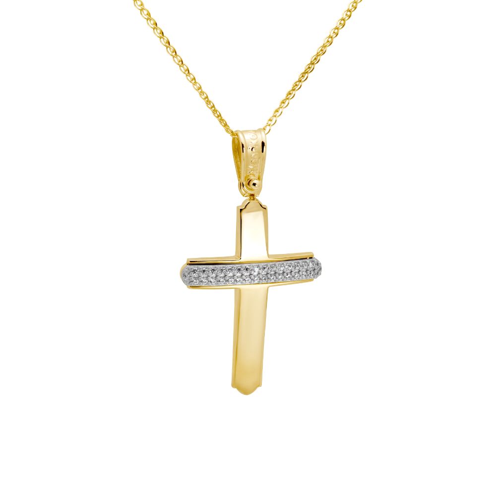 Cross 14K Gold with Chain for Girl's Baptism