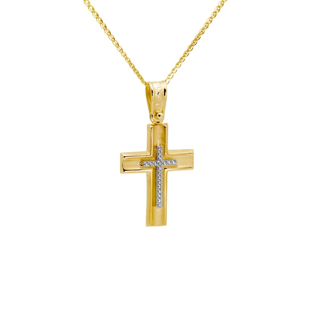 Geometric Cross with Chain for Girls for Christening