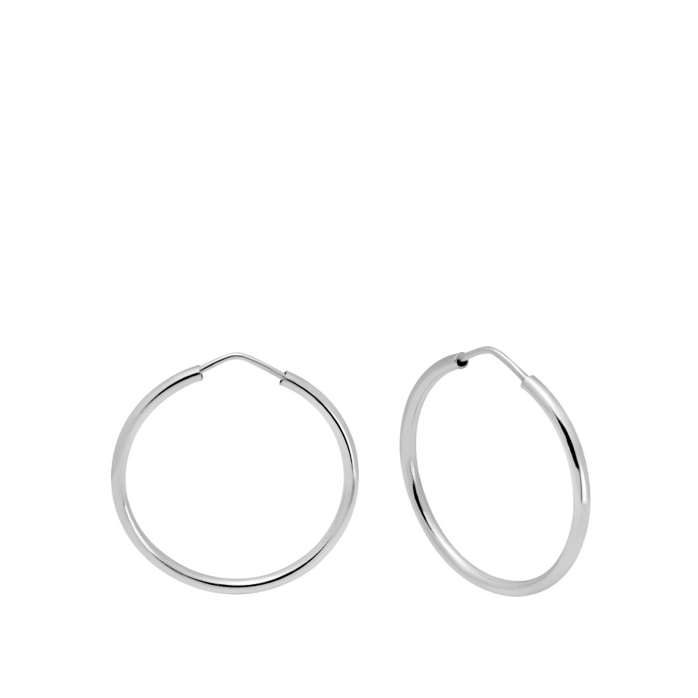 14K Gold Hoop Earrings 25mm - White Gold