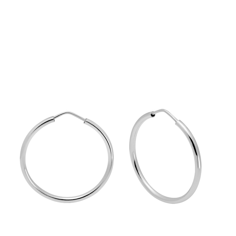 14K Gold Hoop Earrings - White Gold