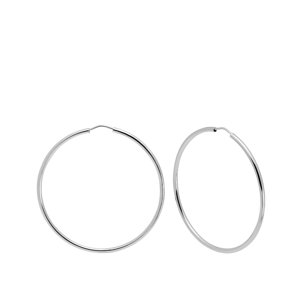 14K Gold Hoop Earrings 35mm - White Gold