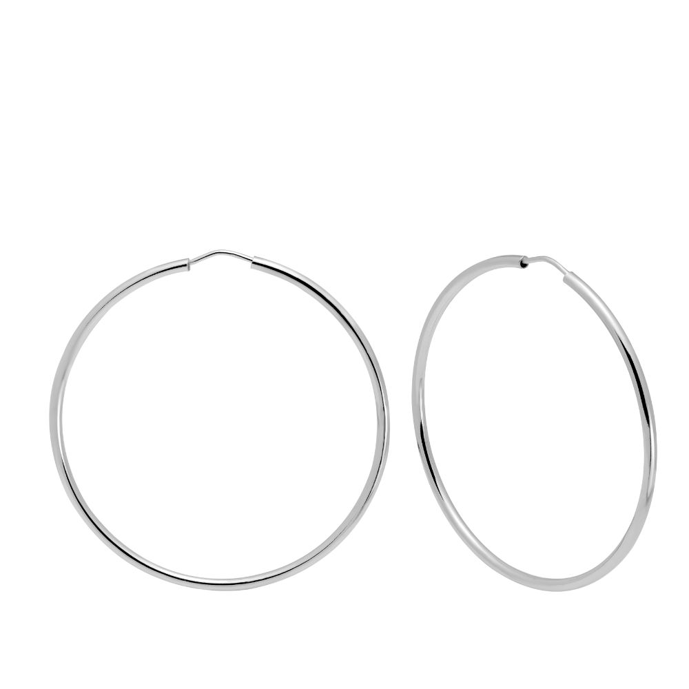 14K Gold Hoop Earrings 45mm - White Gold