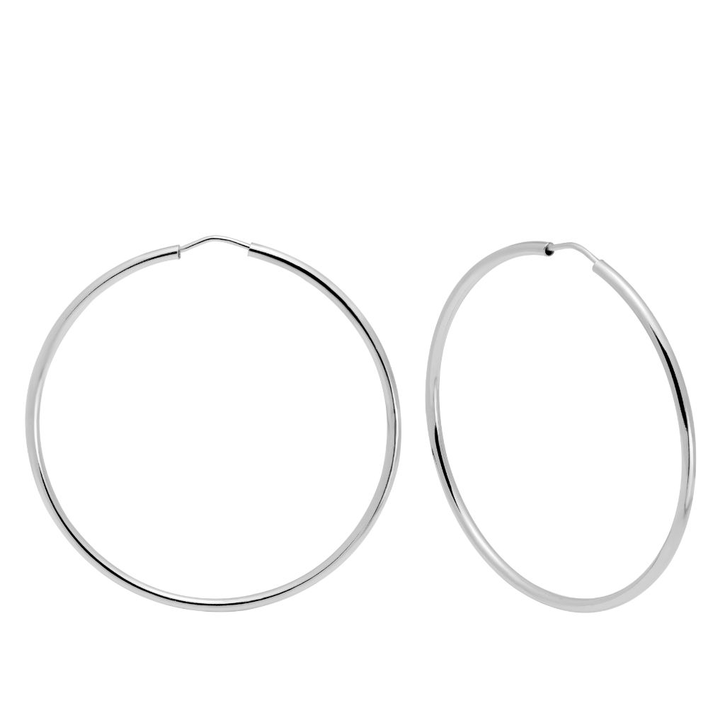 14K Gold Hoop Earrings 60mm - White Gold