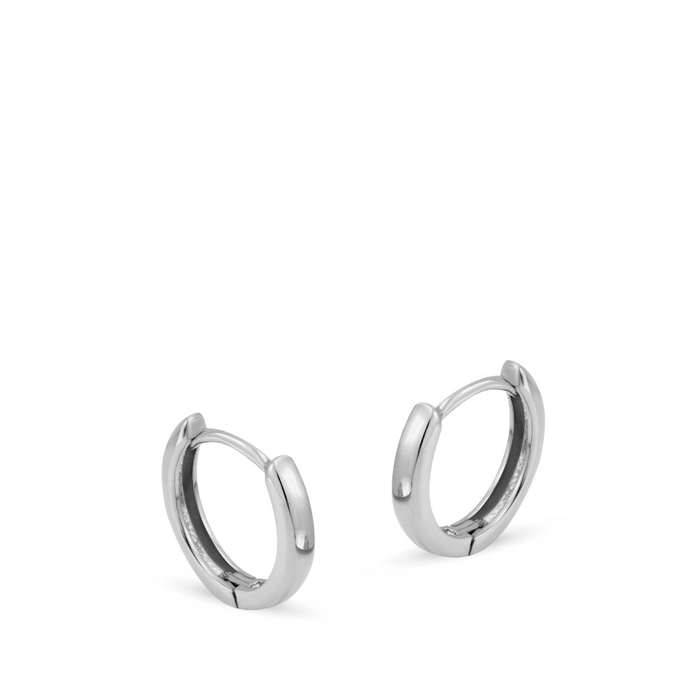 Mini Hoop Earrings 14K Gold 10mm - White Gold