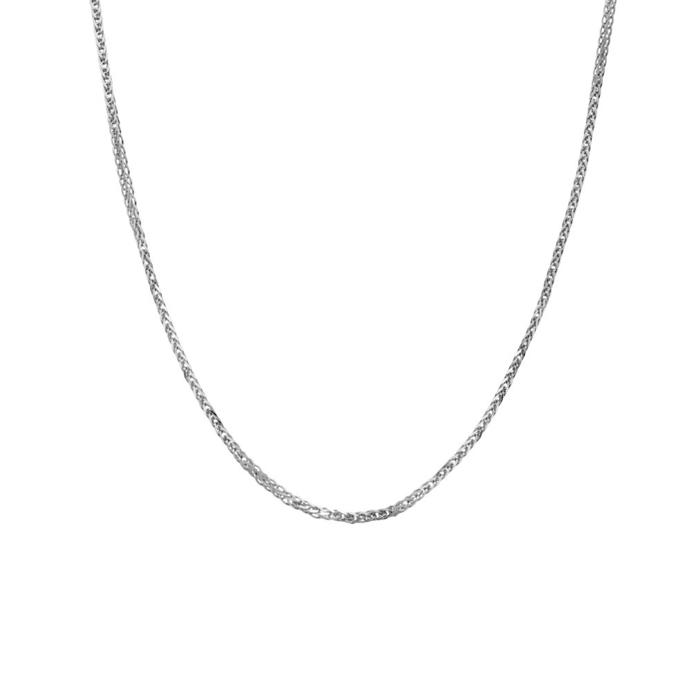 Elegant Wheat Chain Necklace 14K Gold, available in 40 cm, 45 cm, and 50 cm lengths, perfect for women. Includes gift package and authenticity certificate.