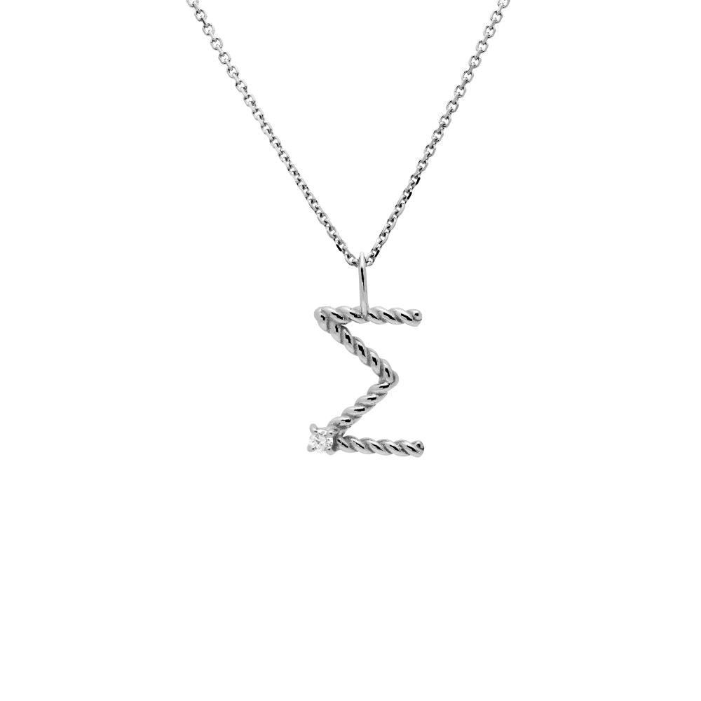 Greek Letter Necklace 14K White Gold