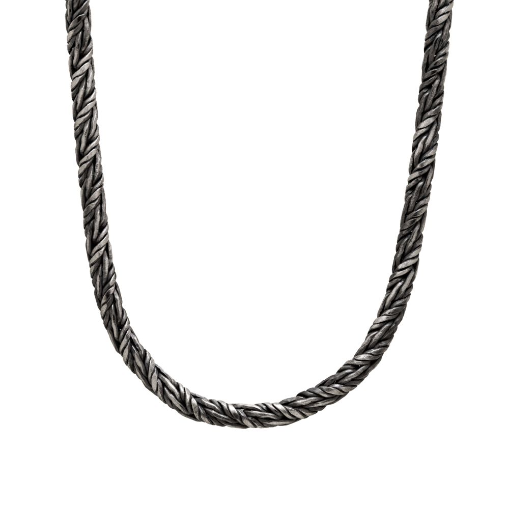 Thick Chain Necklace Oxidized Silver 925