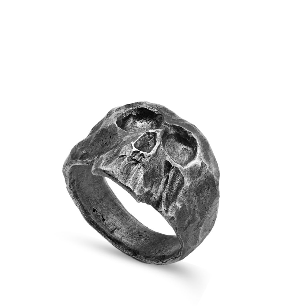 Skull Ring Black Oxidized Silver