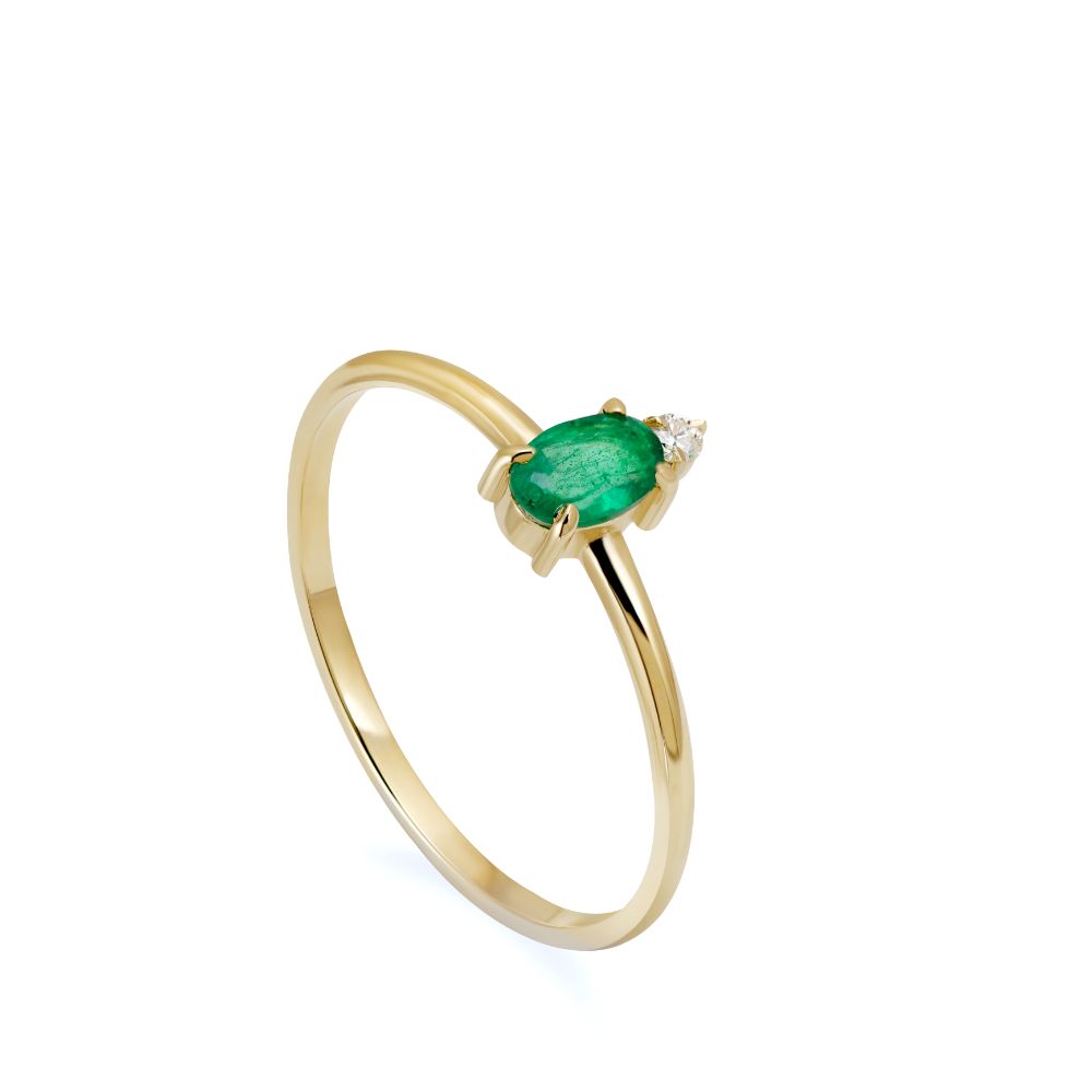 Emerald Engagement Ring Diamond 14K Gold