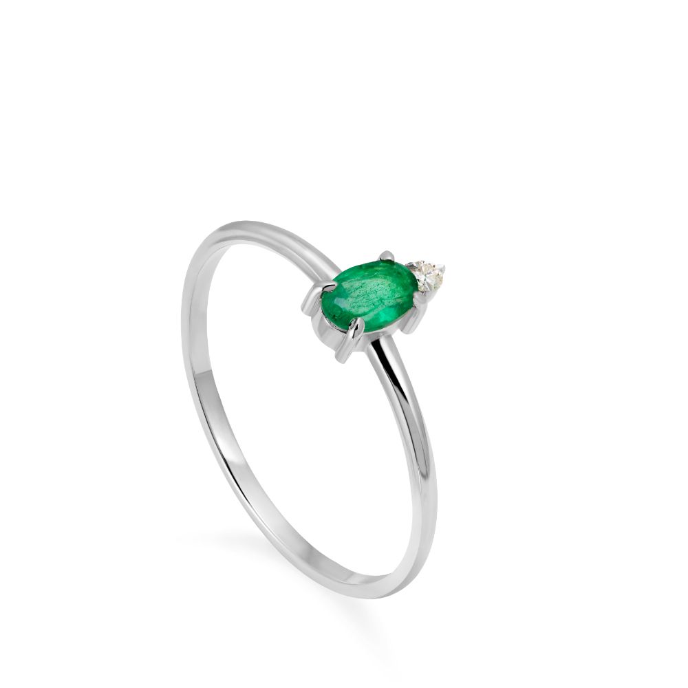 Emerald Engagement Ring Diamond 14K Gold