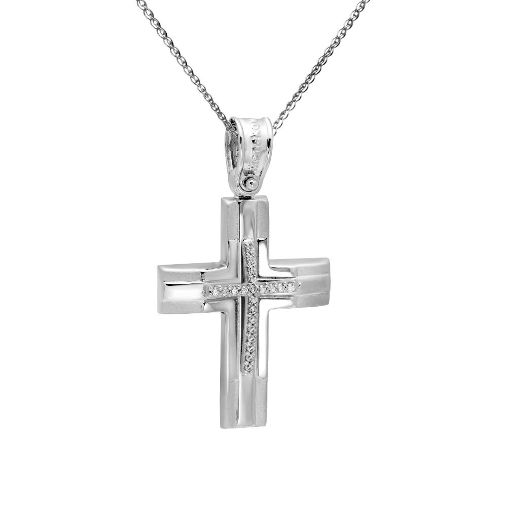 Christening Cross with Chain 14K Gold for Girls