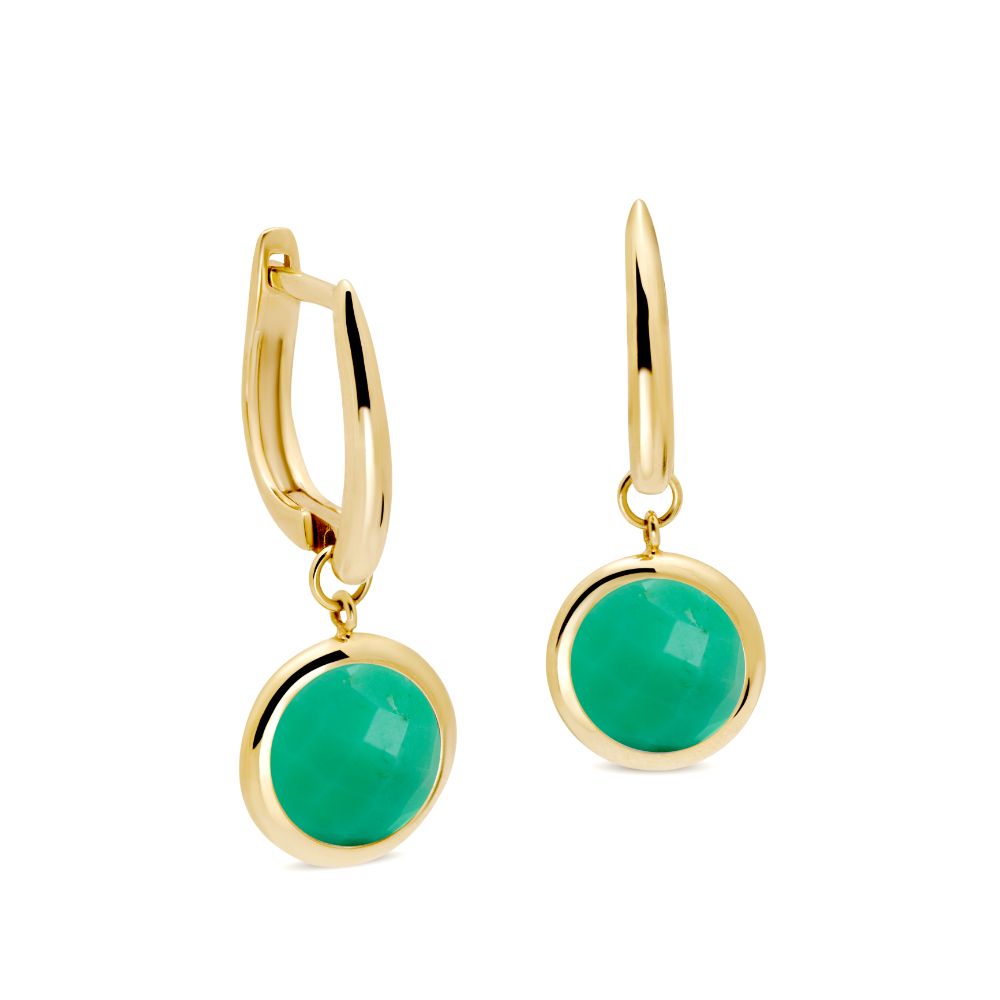 Chrysoprase Hoop Earrings 8mm 14K Gold