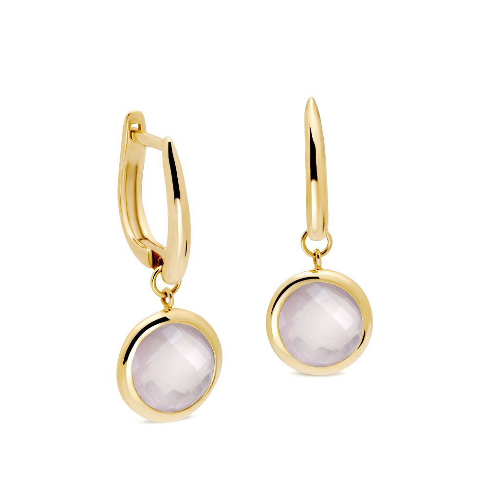 Rose Quartz Stud Earrings 8mm 14K Gold