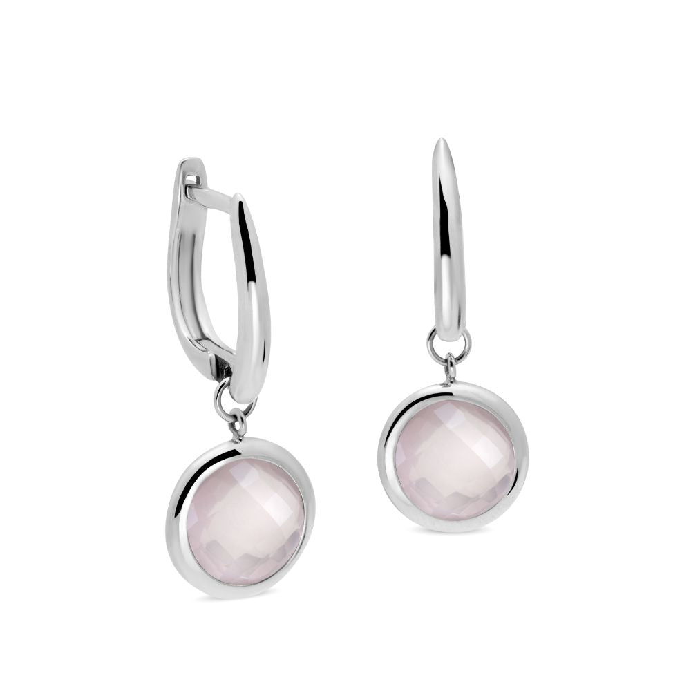 Rose Quartz Stud Earrings 8mm 14K Gold