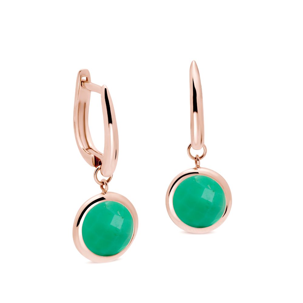 Chrysoprase Hoop Earrings 8mm 14K Gold