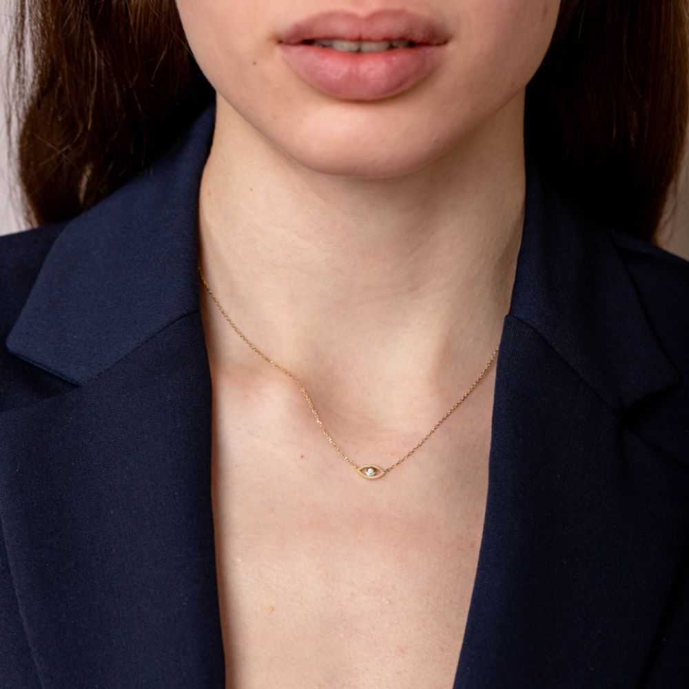 Diamond Eye Necklace 14K Gold Kyklos Jewelry