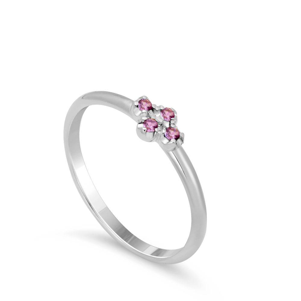 14K Gold Cross Ring Pink Sapphires
