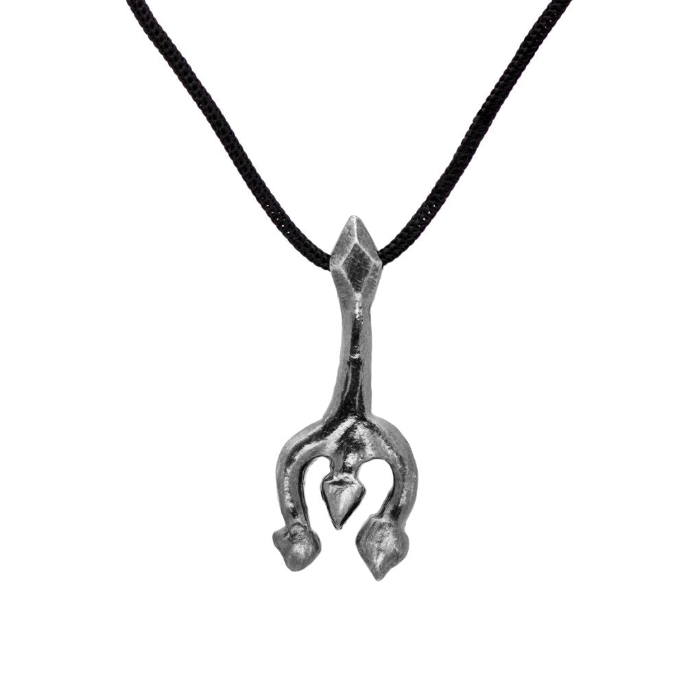 Trident Necklace Oxidized Silver 925 Kyklos Jewelry