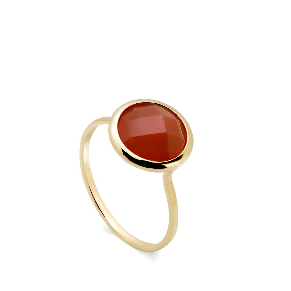 Orange Moonstone Ring 10mm in 14K Gold