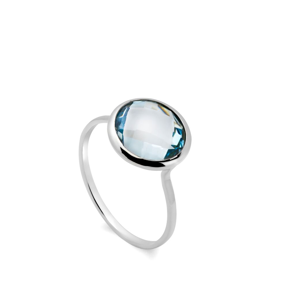 Blue Topaz Ring 10mm in 14K Gold