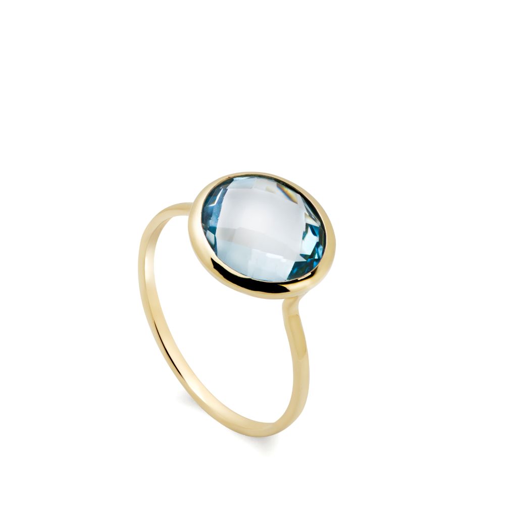 Blue Topaz Ring 10mm in 14K Gold