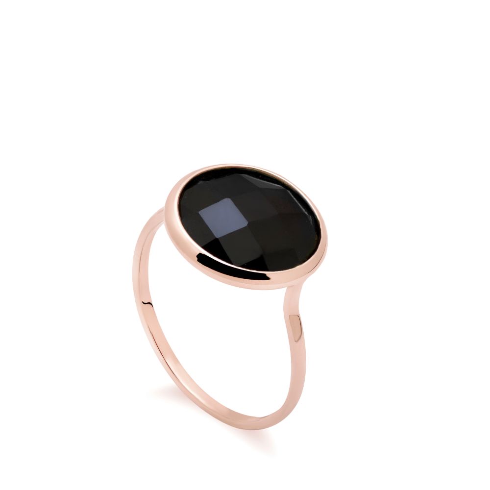Black Onyx Ring 12mm in 14K Gold