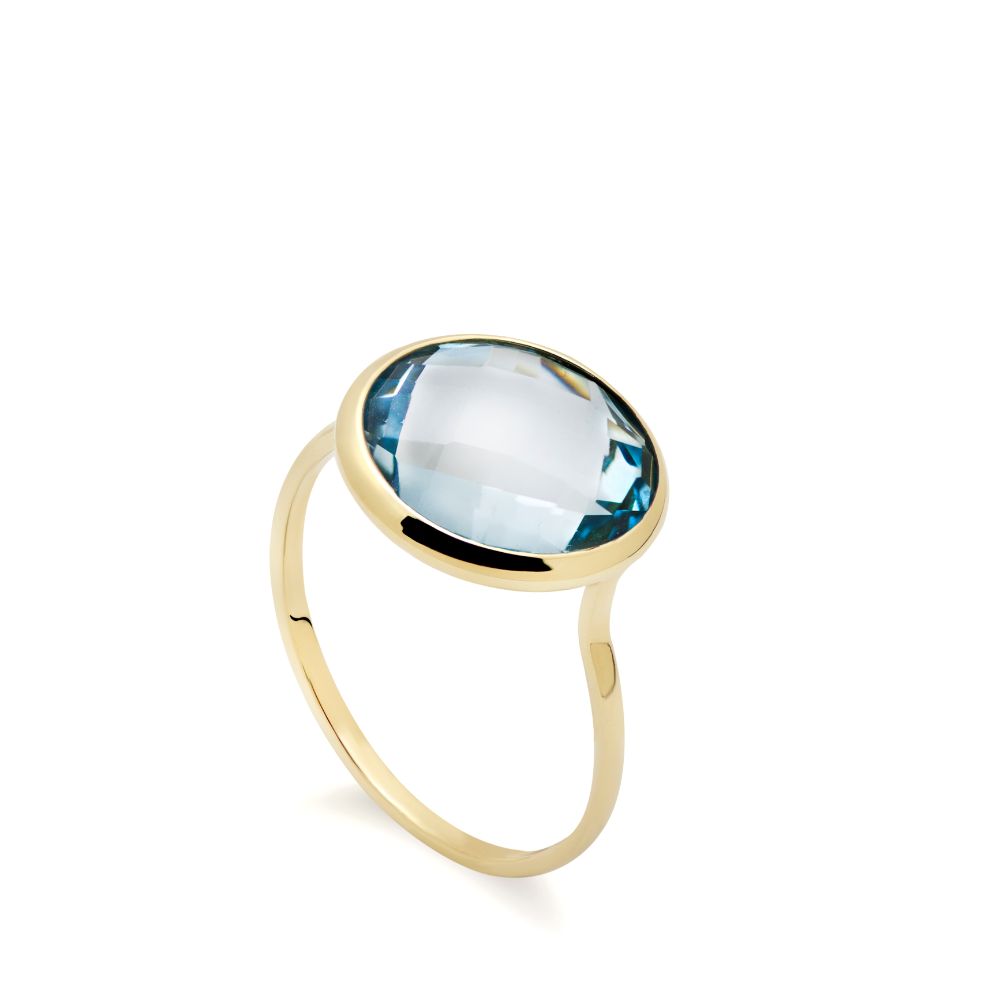 Blue Topaz Ring 12mm in 14K Gold