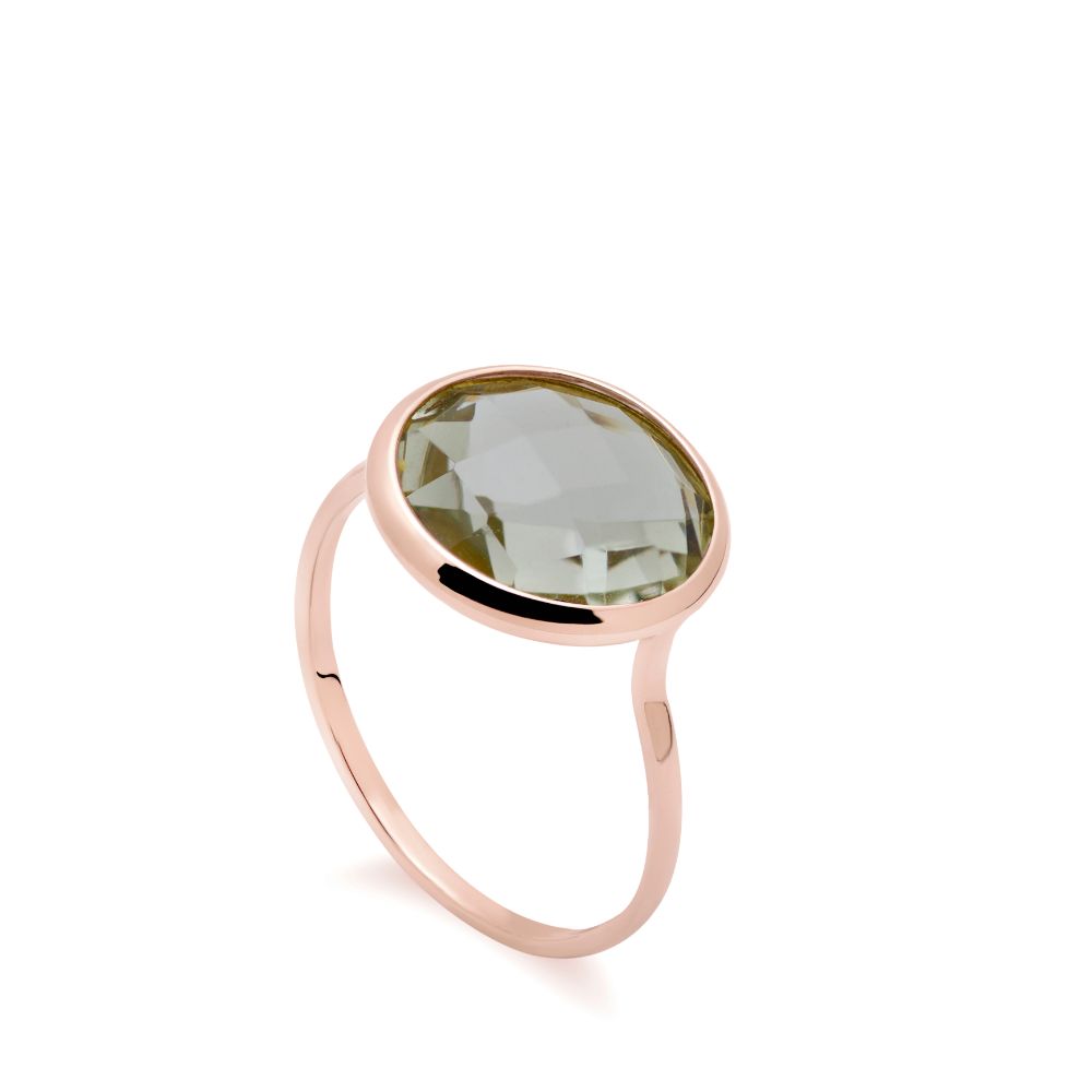 Green Amethyst Ring 12mm in 14K Gold