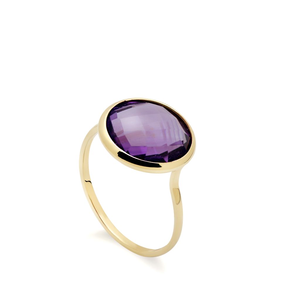 Amethyst Ring 12mm in 14K Gold