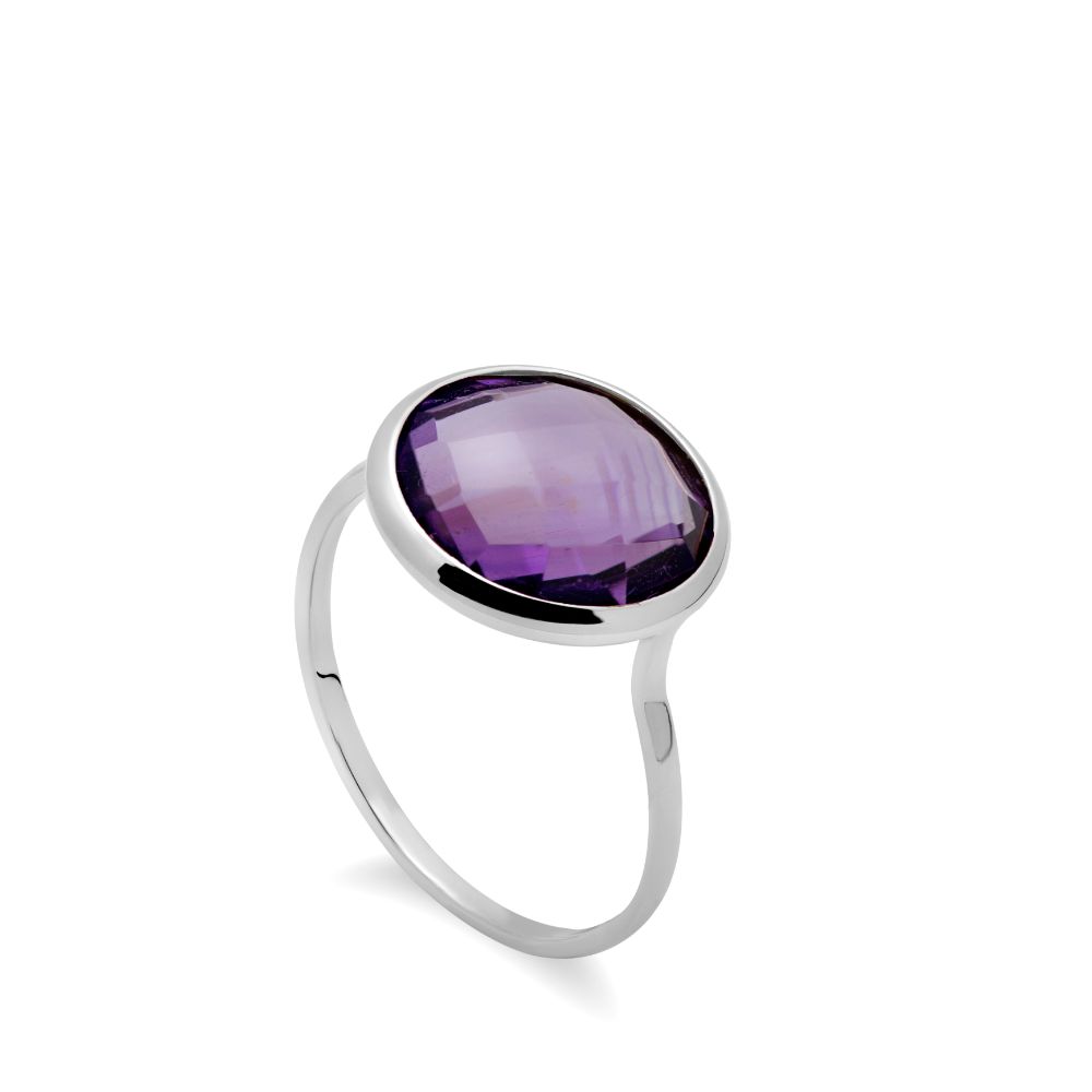 Amethyst Ring 12mm in 14K Gold