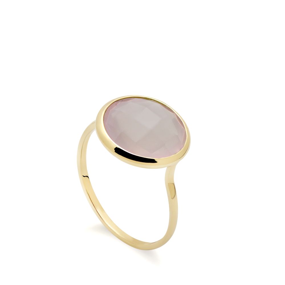 Δαχτυλίδι Ροζ Κουάρτζ 12mm Χρυσό Κ14