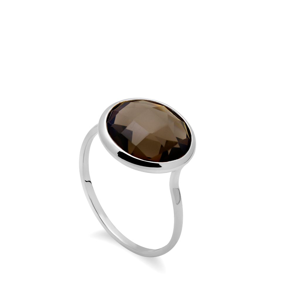Smoky Quartz Ring 12mm in 14K Gold
