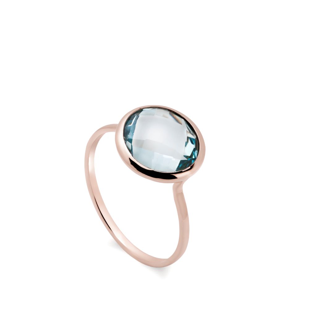Blue Topaz Ring 10mm in 14K Gold