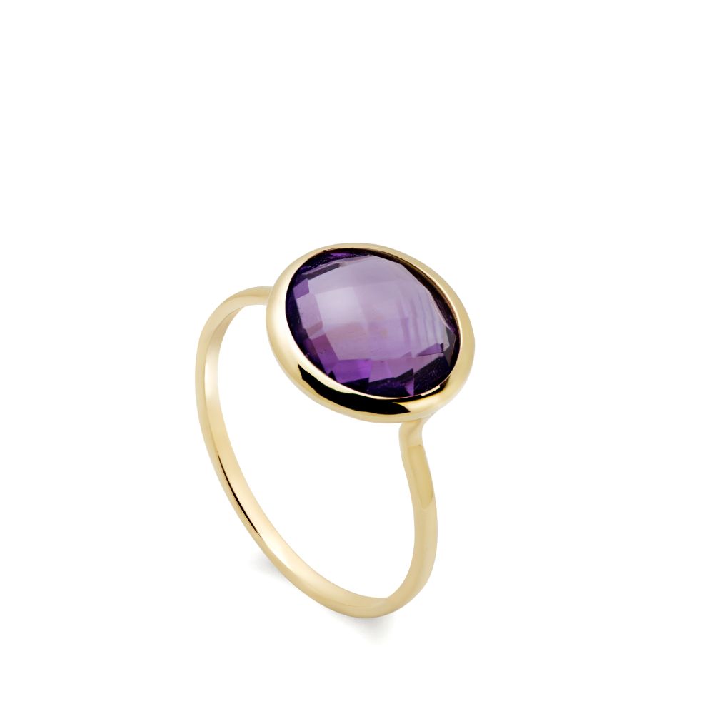 Amethyst Ring 10mm in 14K Gold for Women