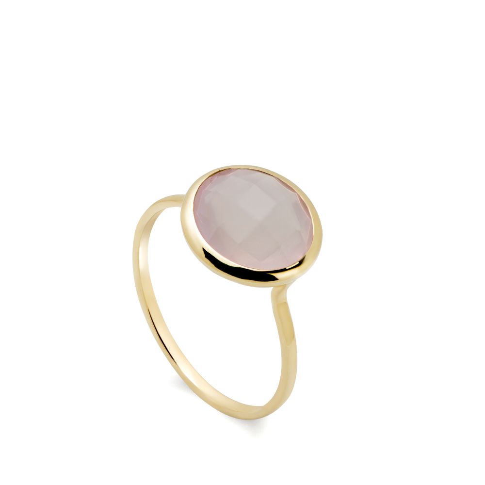 Δαχτυλίδι Ροζ Κουάρτζ 10mm Χρυσό Κ14