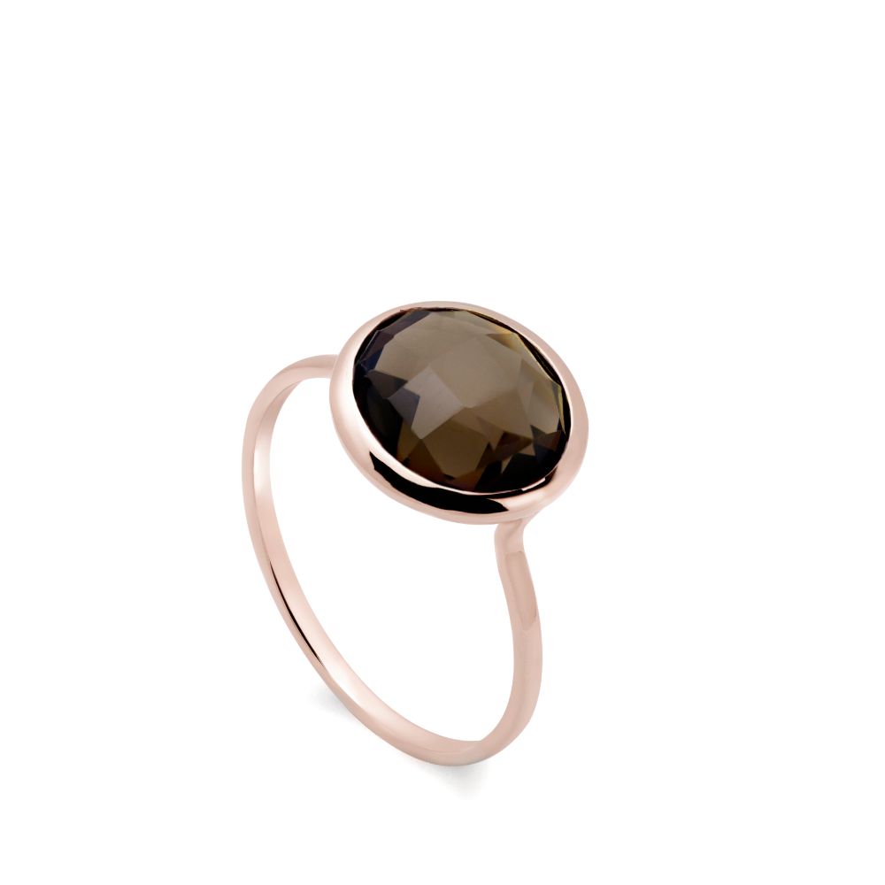 Smoky Quartz Ring 10mm in 14K Gold