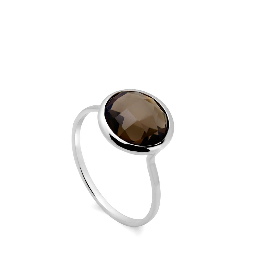 Smoky Quartz Ring 10mm in 14K Gold