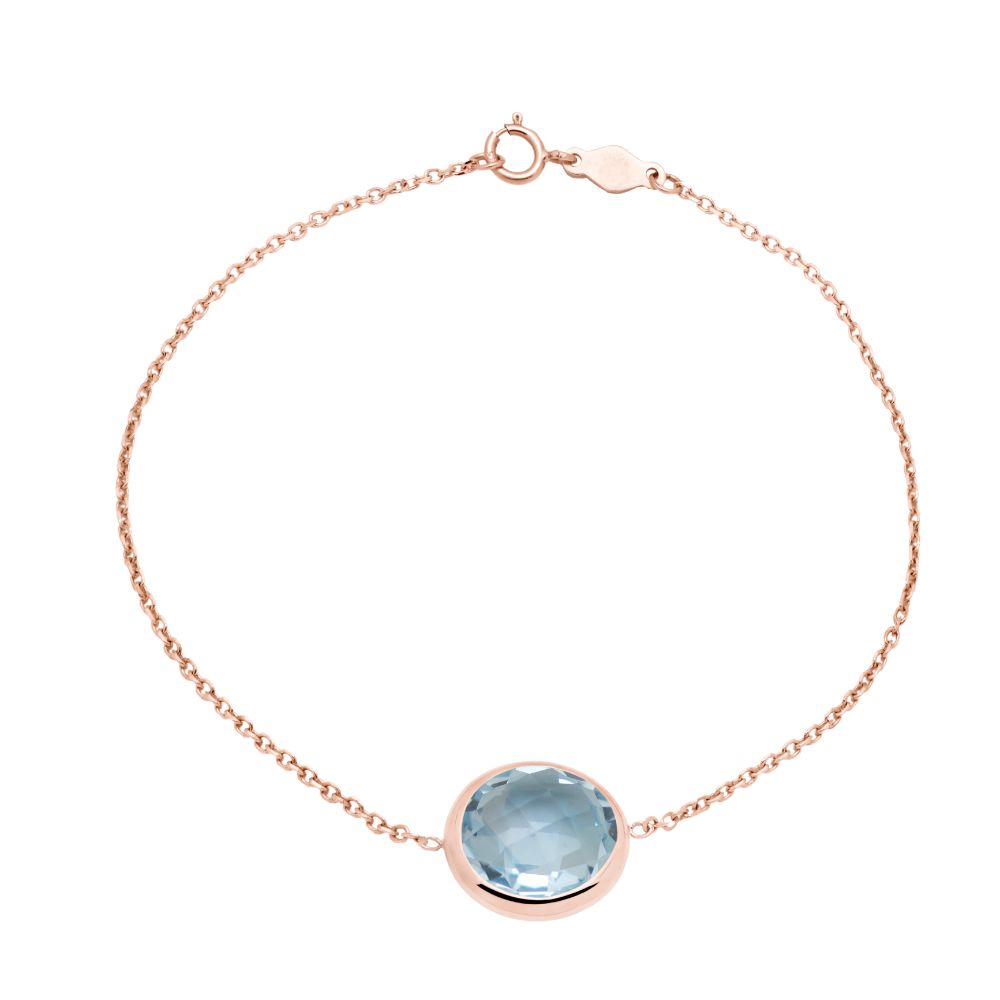 14k Rose Gold Blue Topaz Bracelet 10mm