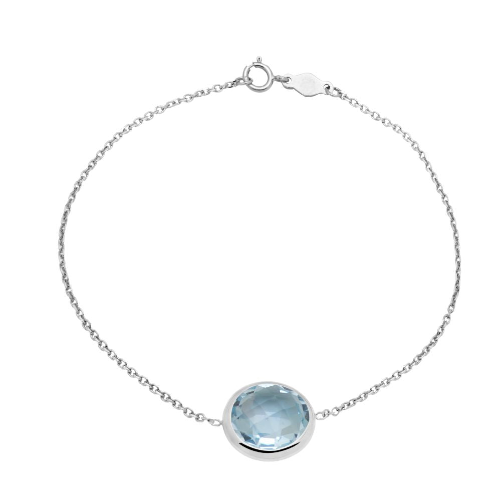 14k Gold Blue Topaz Bracelet 10mm