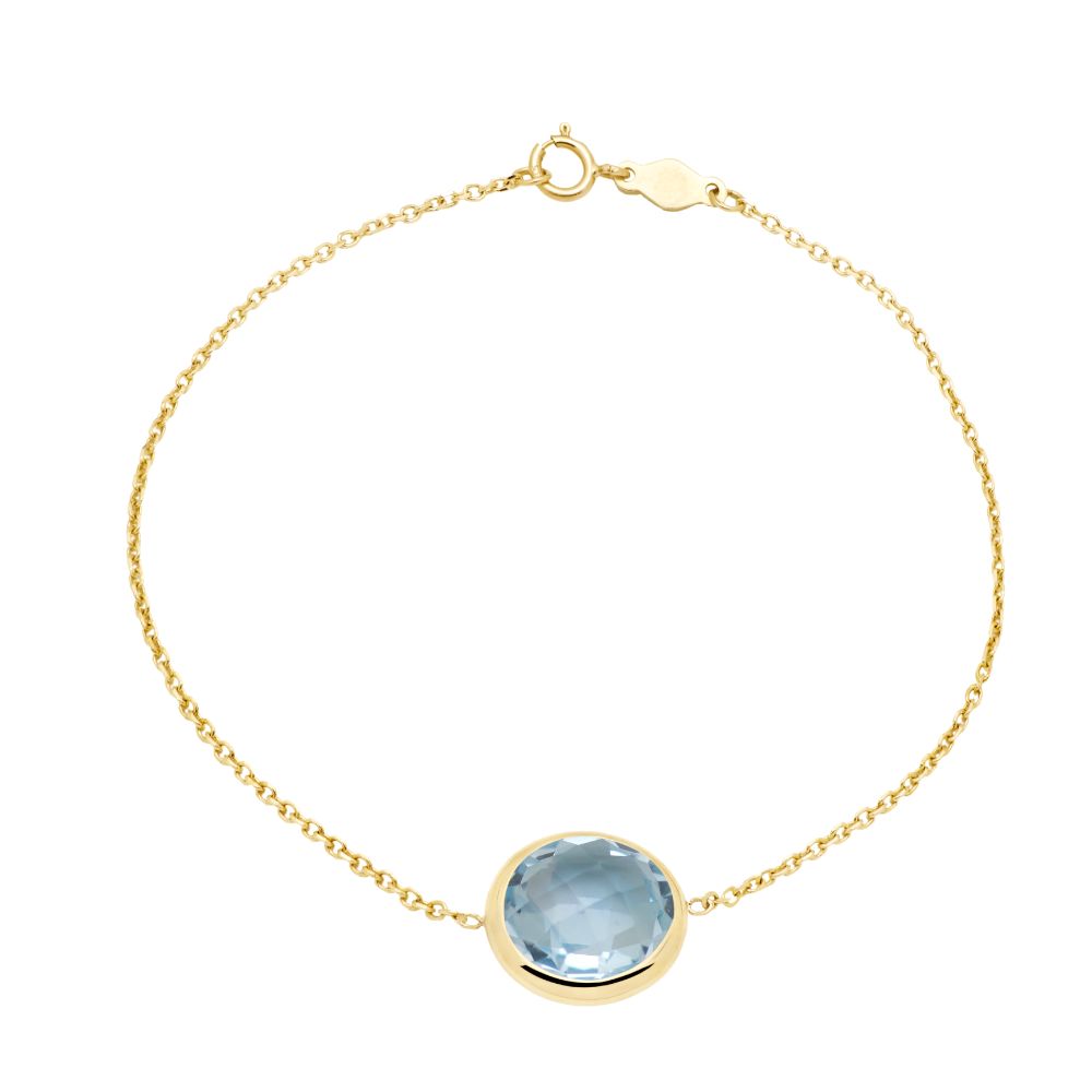 14K Gold Bracelet with 10mm Blue Topaz