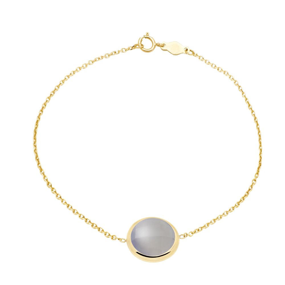 14K Gold Bracelet with 10mm Natural Chalcedony