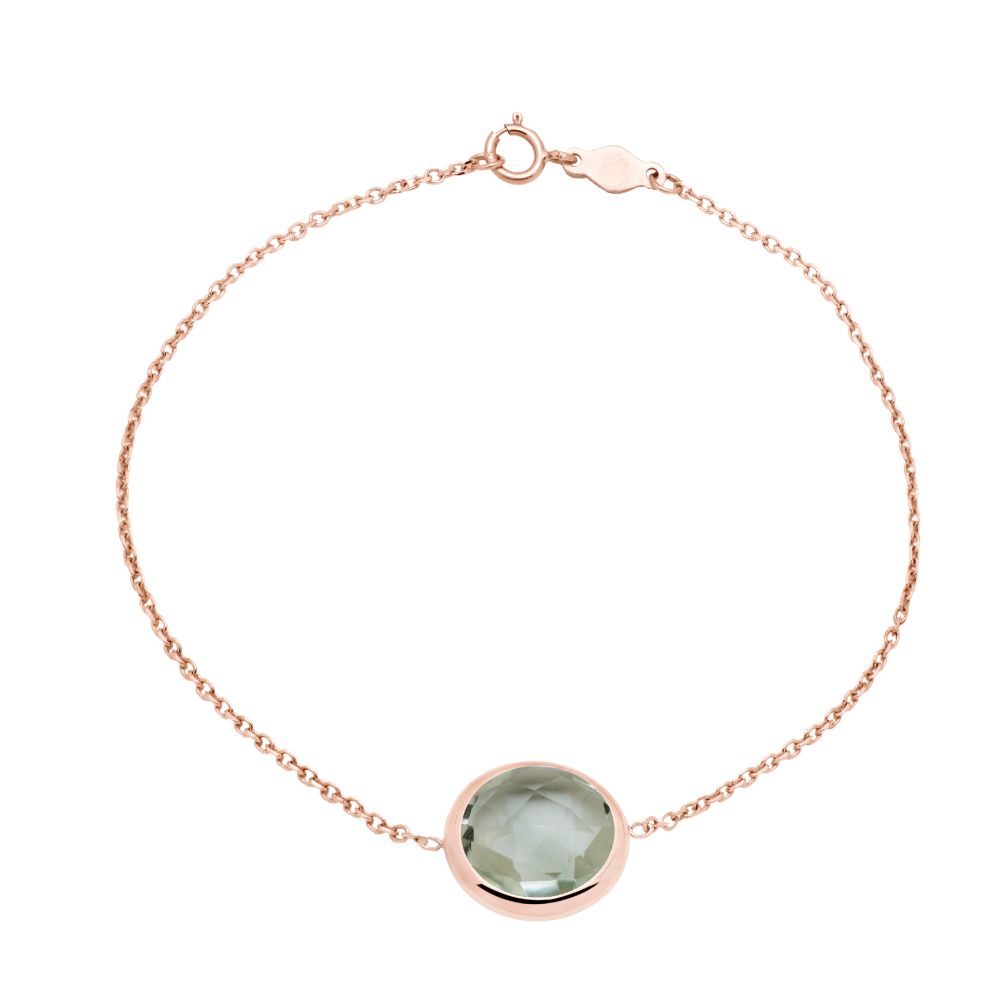 14K Rose Gold Bracelet with 10mm Green Amethyst