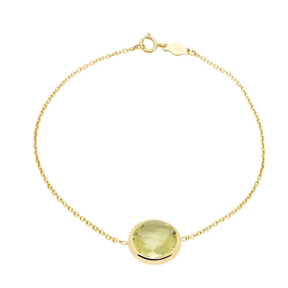 14K Gold Bracelet with 10mm Lemon Quartz