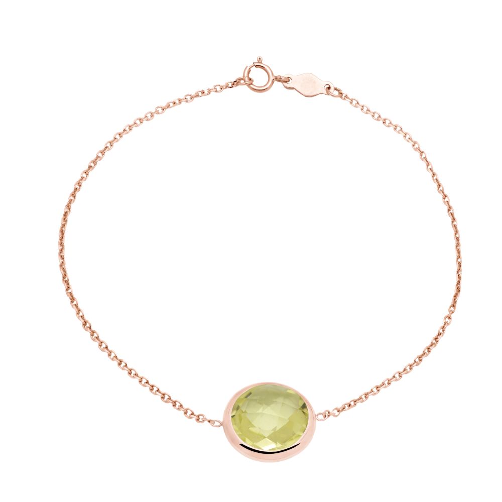 14K Rose Gold Bracelet with 10mm Lemon Quartz