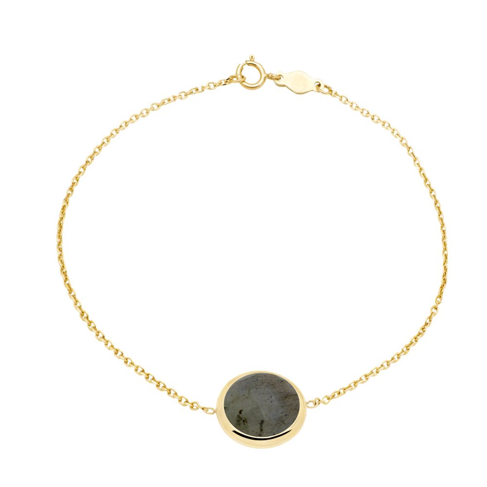 14K Bracelet with 10mm Labradorite