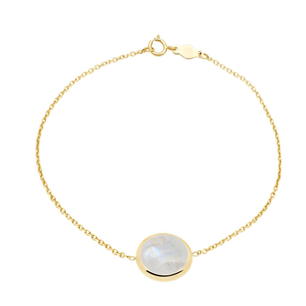 14K Gold Bracelet with 10mm Moonstone