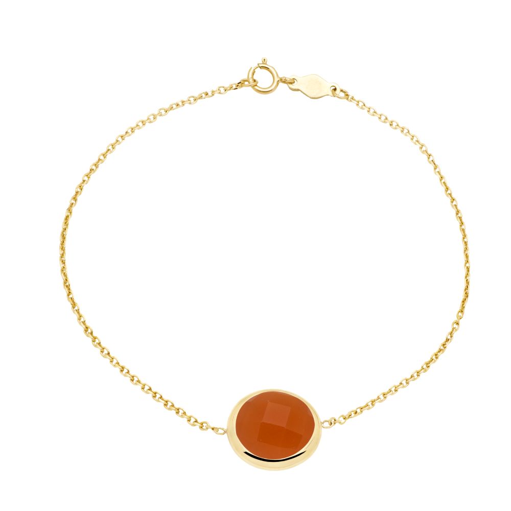 14K Gold Bracelet with 10mm Orange Moonstone