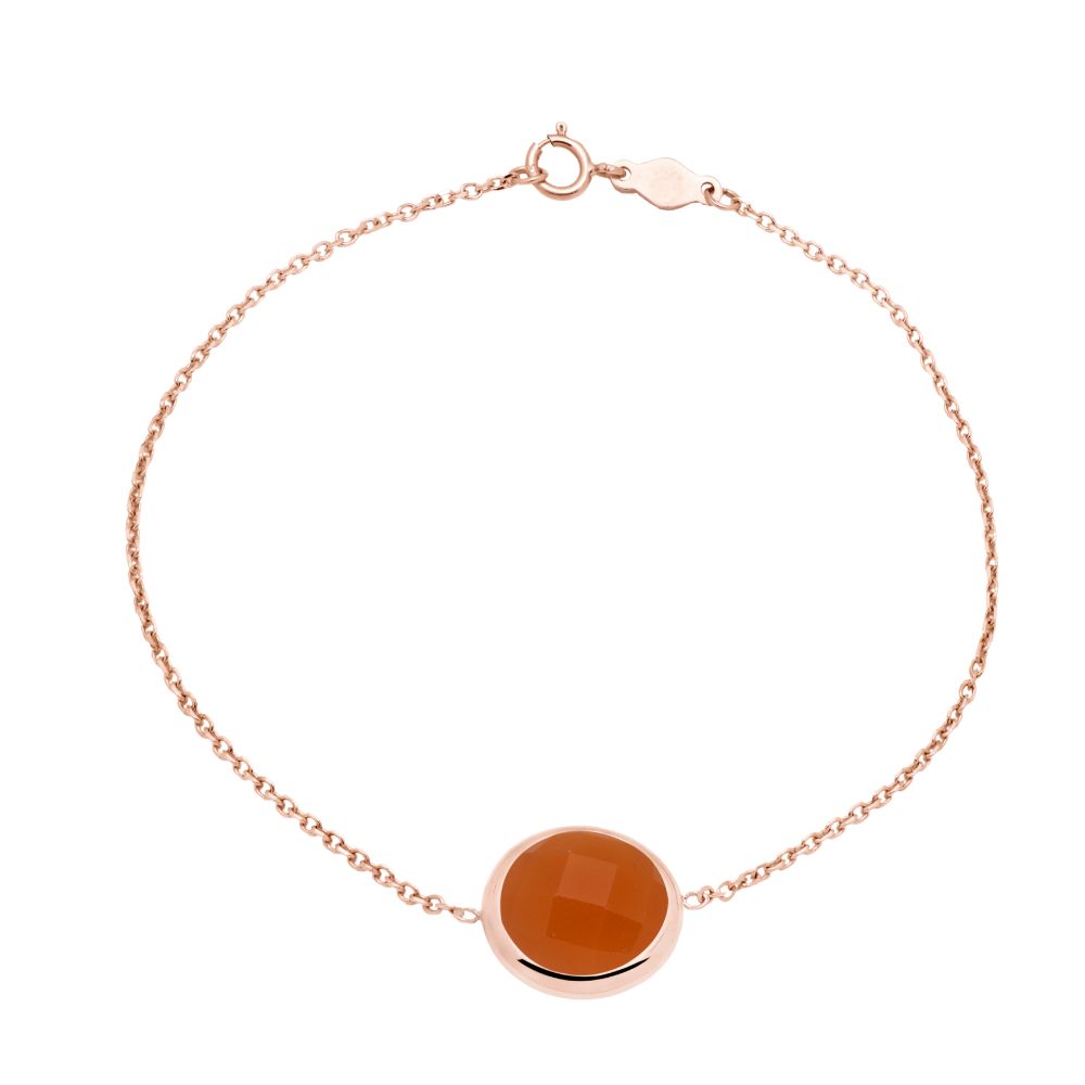 14K Rose Gold Bracelet with 10mm Orange Moonstone